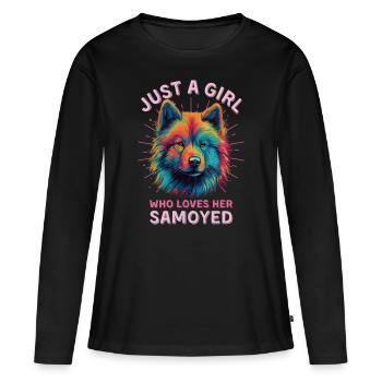 Samoyed Lover Colorful Samoyed - Women's Premium Organic Long Sleeve Shirt - black - Front - Julia (174cm)