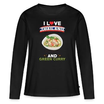 Curry vert Thaïlande Cuisine thaïlandaise - T-shirt manches longues Premium bio Femme - noir - Devant - Julia (174cm)