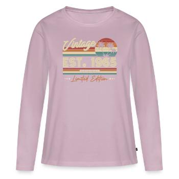 Nostalgique 1965 année d’anniversaire - T-shirt manches longues Premium bio Femme - rose poudré - Devant - Julia (174cm)