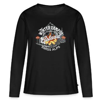 Gstaad winter campus outdoor coul - T-shirt manches longues Premium bio Femme - noir - Devant - Julia (174cm)