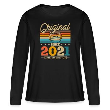 Calendrier saisonnier rétro 2021 - T-shirt manches longues Premium bio Femme - noir - Devant - Julia (174cm)