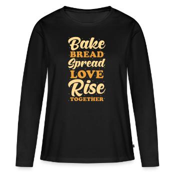 Brot Bäcker Backen - Frauen Premium Bio Langarmshirt - Schwarz - Vorne - Julia (174cm)