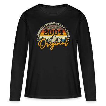 Nostalgie Cadeau d’anniversaire '04 - T-shirt manches longues Premium bio Femme - noir - Devant - Julia (174cm)