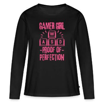 Gamer girl Proof of Perfection - Women's Premium Organic Long Sleeve Shirt - black - Front - Julia (174cm)