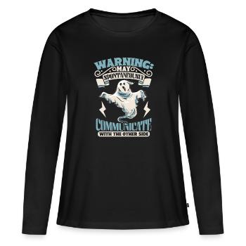 Communiquer avec les fantômes - SOS Fantômes - T-shirt manches longues Premium bio Femme - noir - Devant - Julia (174cm)