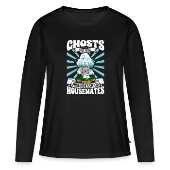 Les fantômes ne sont que des colocataires - chasseurs de fantômes - T-shirt manches longues Premium bio Femme - noir - Devant - Julia (174cm)