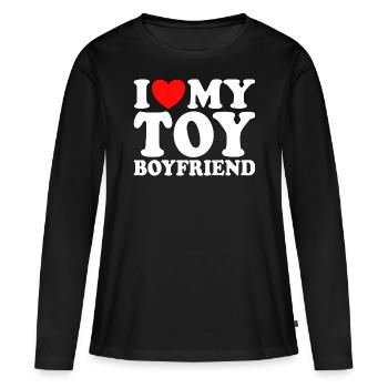 Adore Mon Copain Humour J'aime Mon Petit Ami - T-shirt manches longues Premium bio Femme - noir - Devant - Julia (174cm)