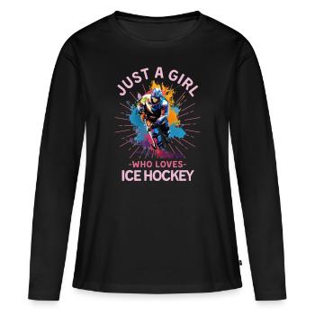 Eishockey Frauen Eishockey Mädchen - Frauen Premium Bio Langarmshirt - Schwarz - Vorne - Julia (174cm)