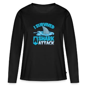 Attaque de requin - T-shirt manches longues Premium bio Femme - noir - Devant - Julia (174cm)