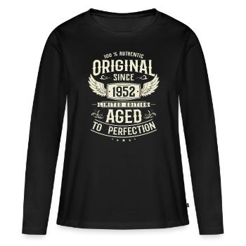 Cadeau nostalgique : anniversaire de 1952 - T-shirt manches longues Premium bio Femme - noir - Devant - Julia (174cm)