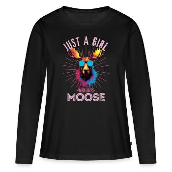 Colorful moose with sunglasses - Women's Premium Organic Long Sleeve Shirt - black - Front - Julia (174cm)