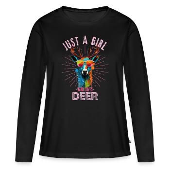 Deer with sunglasses - Women's Premium Organic Long Sleeve Shirt - black - Front - Julia (174cm)