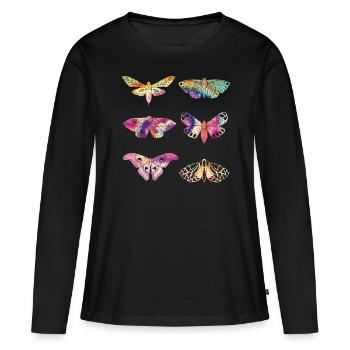 Motte TIE DYE Vintage Motten - Frauen Premium Bio Langarmshirt - Schwarz - Vorne - Julia (174cm)