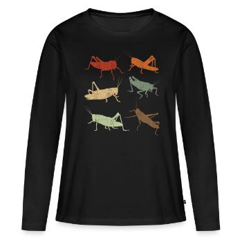 Grasshopper Retro Vintage Grasshoppers - Women's Premium Organic Long Sleeve Shirt - black - Front - Julia (174cm)