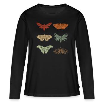 Motte Retro Vintage Motten - Frauen Premium Bio Langarmshirt - Schwarz - Vorne - Julia (174cm)