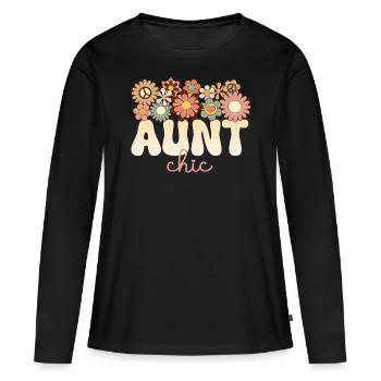 Retro Boho 1970 Tante Formidable Tata Chic - T-shirt manches longues Premium bio Femme - noir - Devant - Julia (174cm)
