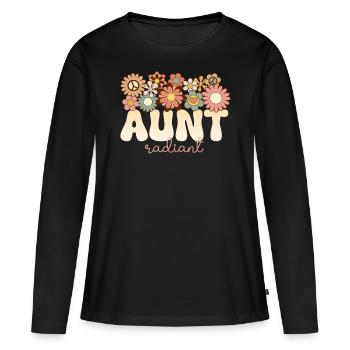 Retro Boho 1970 Tante Formidable Tata Radieuse - T-shirt manches longues Premium bio Femme - noir - Devant - Julia (174cm)