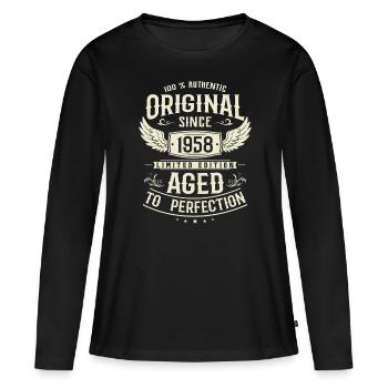 Authentisches Vintage-Geschenk 1958 - Frauen Premium Bio Langarmshirt - Schwarz - Vorne - Julia (174cm)