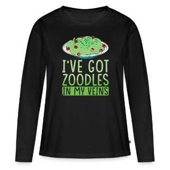 Zoodles Zucchini Pasta Saying - Women's Premium Organic Long Sleeve Shirt - black - Front - Julia (174cm)