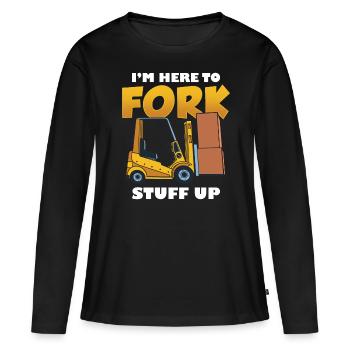 Métier de cariste Je suis ici pour - T-shirt manches longues Premium bio Femme - noir - Devant - Julia (174cm)