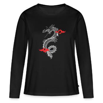 logo dragon - T-shirt manches longues Premium bio Femme - noir - Devant - Julia (174cm)