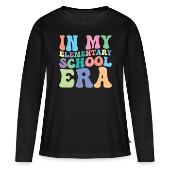 Élève de l’école primaire Retro Groovy - T-shirt manches longues Premium bio Femme - noir - Devant - Julia (174cm)