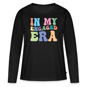 Engagement Retro Groovy Fiancée - T-shirt manches longues Premium bio Femme - noir - Devant - Julia (174cm)