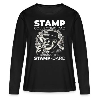 Collectionneur de timbres-poste vintage papa philatéliste - T-shirt manches longues Premium bio Femme - noir - Devant - Julia (174cm)
