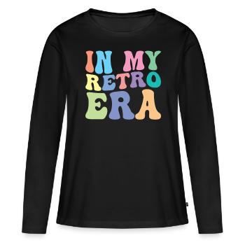 Rétro Groovy - T-shirt manches longues Premium bio Femme - noir - Devant - Julia (174cm)