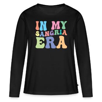 Sangria Retro Groovy In My - T-shirt manches longues Premium bio Femme - noir - Devant - Julia (174cm)
