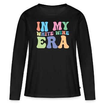 Vin blanc Retro Groovy Dans le mien - T-shirt manches longues Premium bio Femme - noir - Devant - Julia (174cm)