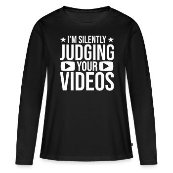 Créateur de contenu de réaktion vidéo de réactrice de réaction. - T-shirt manches longues Premium bio Femme - noir - Devant - Julia (174cm)