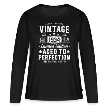 Jahrgang 1934: Zeitloses Geschenk - Frauen Premium Bio Langarmshirt - Schwarz - Vorne - Julia (174cm)