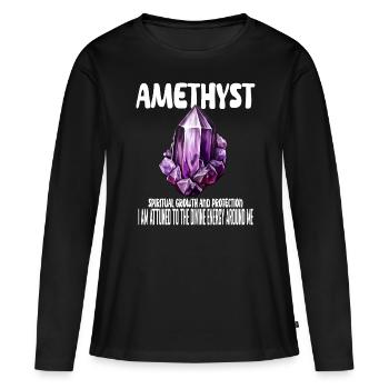 Cristal d’améthyste - T-shirt manches longues Premium bio Femme - noir - Devant - Julia (174cm)