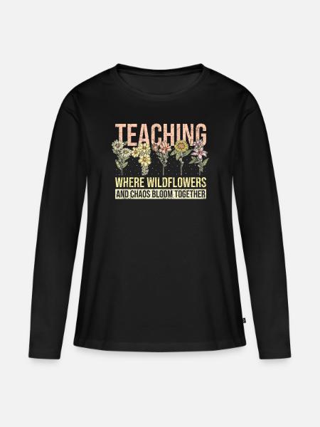Nauczyciel Funny Flower Teaching - Ekologisk långärmad premium-T-shirt dam - svart