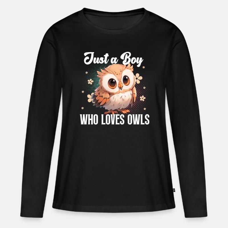 Eule Eulen - Frauen Premium Bio Langarmshirt - Schwarz