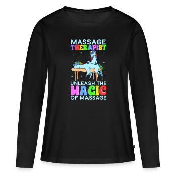Libérez la magie - Massage - T-shirt manches longues Premium bio Femme - noir - Devant - Julia (174cm)