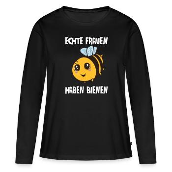 Imker Imkerin Bienen - Frauen Premium Bio Langarmshirt - Schwarz - Vorne - Julia (174cm)