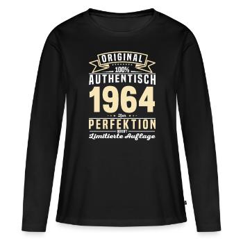 Authentisches 1964 Geburtstagsgeschen - Frauen Premium Bio Langarmshirt - Schwarz - Vorne - Julia (174cm)
