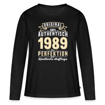 Vintage 1989 - Authentisches Geburtstagsgeschenk - Frauen Premium Bio Langarmshirt - Schwarz - Vorne - Julia (174cm)