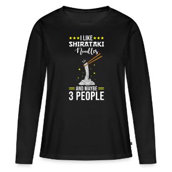 Shiritaki Nudeln - Frauen Premium Bio Langarmshirt - Schwarz - Vorne - Julia (174cm)