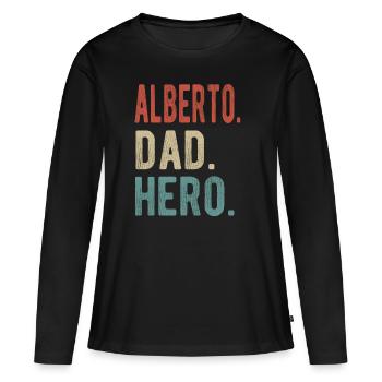 Alberto Papa Héros - T-shirt manches longues Premium bio Femme - noir - Devant - Julia (174cm)