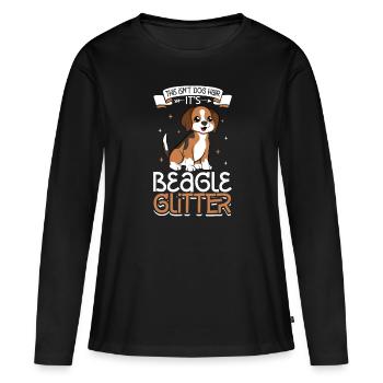 Beagle Paillettes - T-shirt manches longues Premium bio Femme - noir - Devant - Julia (174cm)