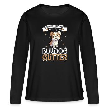 Bouledogue pailleté - T-shirt manches longues Premium bio Femme - noir - Devant - Julia (174cm)