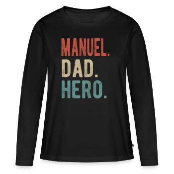 Manuel Papa Héros - T-shirt manches longues Premium bio Femme - noir - Devant - Julia (174cm)