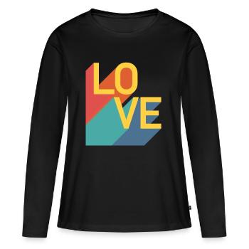 AMOUR - Rétro - T-shirt manches longues Premium bio Femme - noir - Devant - Julia (174cm)