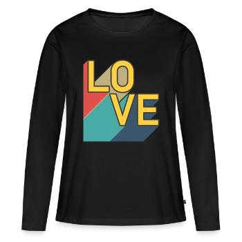 AMOUR - Rétro - T-shirt manches longues Premium bio Femme - noir - Devant - Julia (174cm)