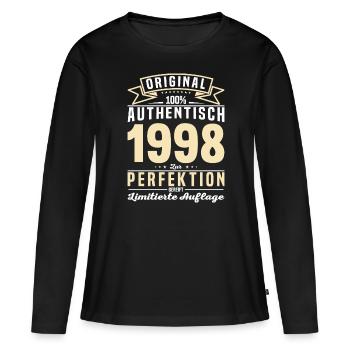 Authentisches Vintage-Geschenk 1998 - Frauen Premium Bio Langarmshirt - Schwarz - Vorne - Julia (174cm)