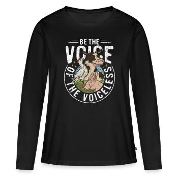 Droits des animaux Vegan Soyez la voix des sans-voix - T-shirt manches longues Premium bio Femme - noir - Devant - Julia (174cm)