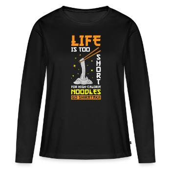 Shiritaki Nudeln - Frauen Premium Bio Langarmshirt - Schwarz - Vorne - Julia (174cm)